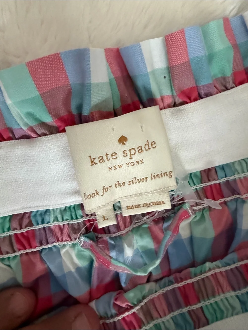 Kate Spade Pastel Plaid Off-Shoulder Dress in Pink, Blue & Mint